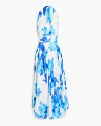 NICHOLAS Giulia printed cotton and silk-blend voile midi dress - Blue Blue