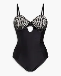 Pat Bo Embellished cutout swimsuit - Black Black