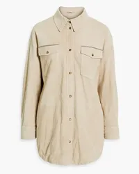 Brunello Cucinelli Bead-embellished suede shirt jacket - Neutral Neutral