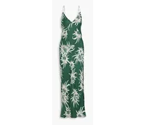 Larissa floral-print silk-blend charmeuse maxi slip dress - Green