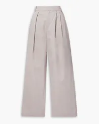 tibi Stella pleated cotton-blend twill wide-leg pants - Gray Gray