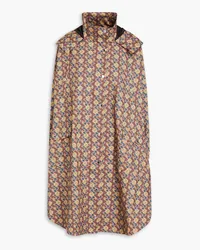 Maje Oversized printed shell hooded raincoat - Brown Brown