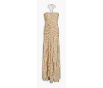 Lucine paisley-print silk crepe de chine halterneck maxi dress - Yellow