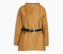 Belted cotton-gabardine jacket - Brown