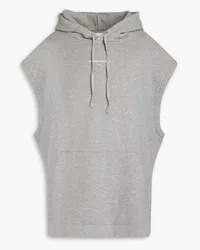 Kitsuné Embroidered mélange cotton-fleece hoodie - Gray Gray