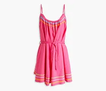 Belted cotton mini dress - Pink