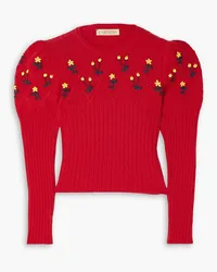 CORMIO Oma embroidered ribbed wool sweater - Red Red