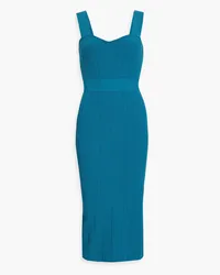 Hervé Léger Pointelle-knit midi dress - Blue Blue