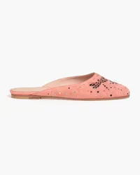 RED Valentino Studded laser-cut suede slippers - Pink Pink