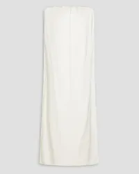 Loulou Studio Strapless gathered satin midi dress - White White