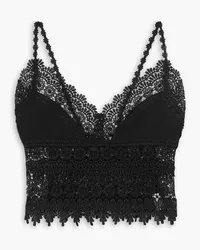 Charo Ruiz Dana cropped crocheted lace and cotton-blend top - Black Black