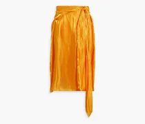 Draped gathered satin wrap skirt - Orange