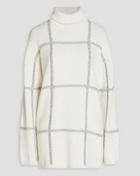 Joseph Oversized jacquard-knit turtleneck sweater - White White