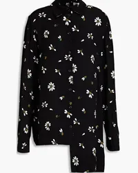 Rosetta Getty Asymmetric floral-print cotton-poplin shirt - Black Black