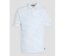 Missoni Crochet-knit cotton-blend polo shirt - Blue Blue