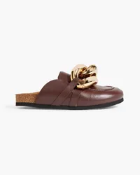 J.W.Anderson Chain-embellished leather slippers - Brown Brown