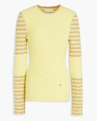 Victoria Beckham Striped cotton-blend sweater - Yellow Yellow