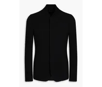 Double-breasted argyle cloqué blazer - Black