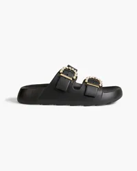 Stuart Weitzman Eva faux-pearl embellished rubber slides - Black Black