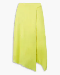 Stella McCartney Asymmetric wrap-effect satin midi skirt - Yellow Yellow