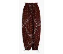Gent paisley-print silk crepe de chine tapered pants - Brown