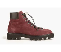 Delfi embellished leather combat boots - Burgundy