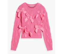 Alice Olivia - Beau bow-embellished cable-knit sweater - Pink
