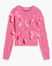 Alice + Olivia Alice Olivia - Beau bow-embellished cable-knit sweater - Pink Pink