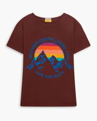 Mother Printed slub cotton-jersey T-shirt - Brown Brown