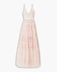 Needle & Thread Satin-trimmed embroidered tulle gown - Pink Pink