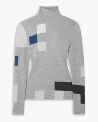 Akris Patchwork cashmere and silk-blend turtleneck sweater - Gray Gray