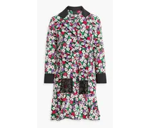 Floral-print silk crepe de chine mini shirt dress - Black