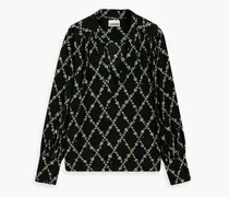 Floral-print crepe blouse - Black