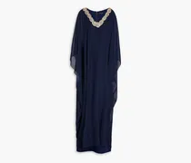 Embellished draped voile gown - Blue
