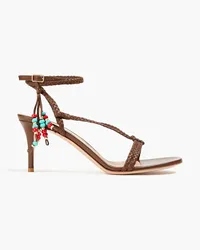 Gianvito Rossi Braided bead-embellished leather sandals - Brown Brown