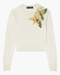 Dolce & Gabbana Embellished appliquéd silk-blend sweater - White White