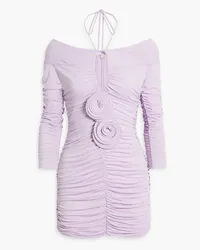 Magda Butrym Floral-appliquéd cutout stretch-jersey mini dress - Purple Purple