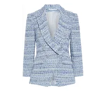 Empire double-breasted metallic bouclé-tweed blazer - Blue