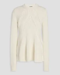 Jil Sander Pointelle-knit wool and cotton-blend sweater - White White