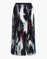 Diane von Furstenberg Mkayla pleated printed crepe midi skirt - Black Black