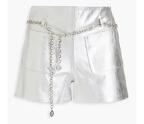 Belted metallic leather shorts - Metallic