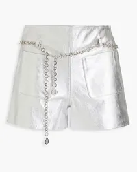 Maje Belted metallic leather shorts - Metallic Metallic