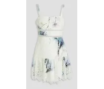 Printed guipure lace mini dress - White