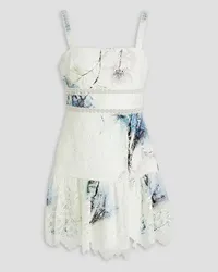 Monique Lhuillier Printed guipure lace mini dress - White White