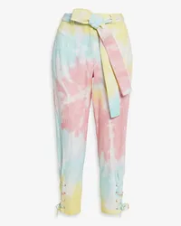 LoveShackFancy Tao lace-up detailed tie-dyed high-rise tapered jeans - Multicolor Multicolor