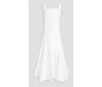 Cotton-blend poplin midi dress - White