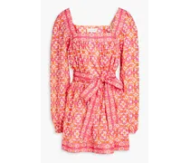 Serafino printed cotton-voile mini dress - Pink