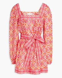 Rebecca Vallance Serafino printed cotton-voile mini dress - Pink Pink