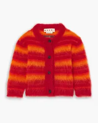 Marni Cropped striped mohair-blend cardigan - Red Red