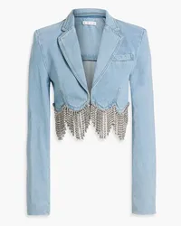 Area Cropped crystal-embellished denim blazer - Blue Blue